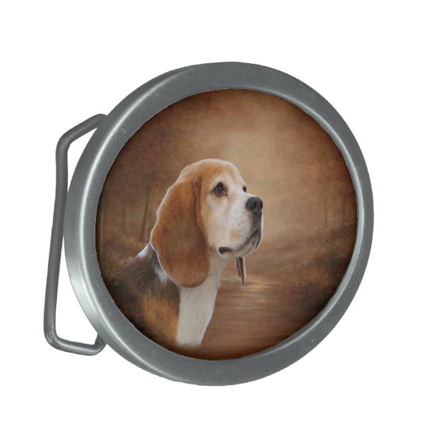 Beagle Oval Belt Buckle (Front Left)