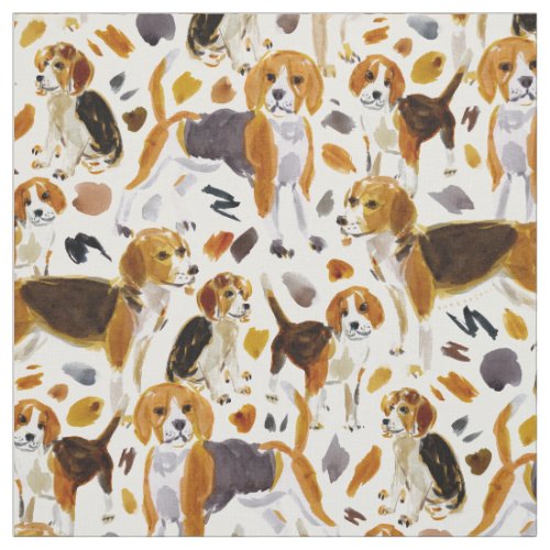 BEAGLE Painterly Watercolor Hound Dogs Fabric