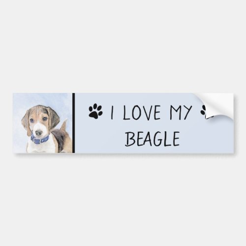 Beagle Painting _ Cute Original Dog Art Bumper Sticker