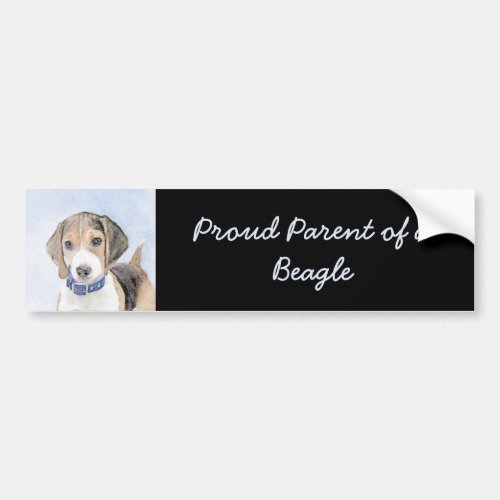 Beagle Painting _ Cute Original Dog Art Bumper Sticker