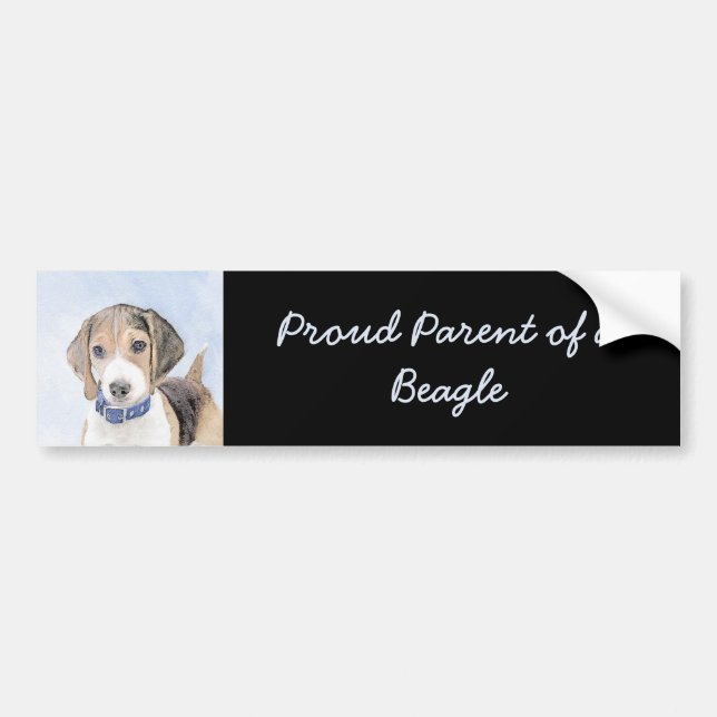Beagle Painting - Cute Original Dog Art Bumper Sticker (Front)