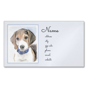 Beagle Painting - Cute Original Dog Art Business Card Magnet