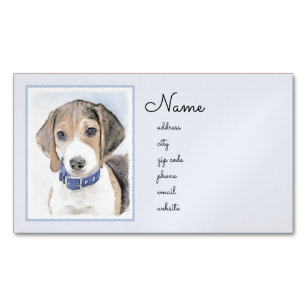 Beagle Painting - Cute Original Dog Art Business Card Magnet
