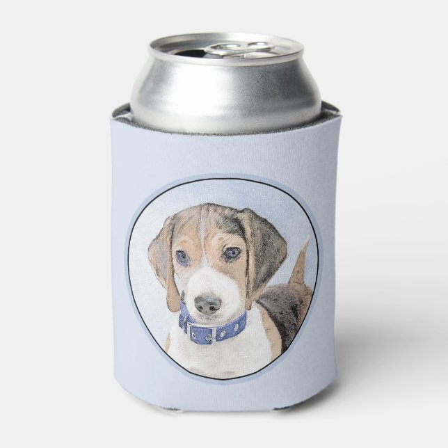 Beagle Painting - Cute Original Dog Art Can Cooler (Can Front)