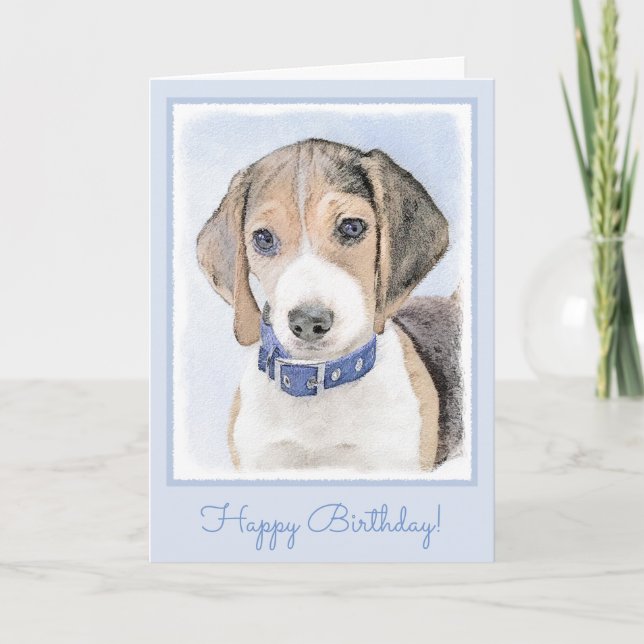 Beagle Painting - Cute Original Dog Art Card (Front)