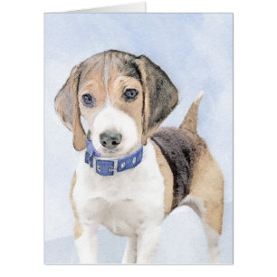 Beagle Painting - Cute Original Dog Art Card