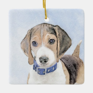 Beagle Painting - Cute Original Dog Art Ceramic Ornament