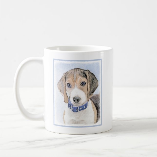 Beagle Painting - Cute Original Dog Art Coffee Mug (Left)