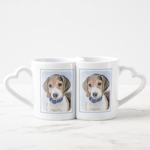 Beagle Painting _ Cute Original Dog Art Coffee Mug Set