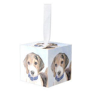 Beagle Painting - Cute Original Dog Art Cube Ornament