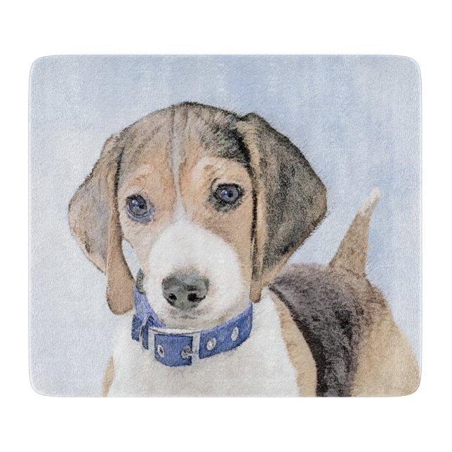 Beagle Painting - Cute Original Dog Art Cutting Board (Front)