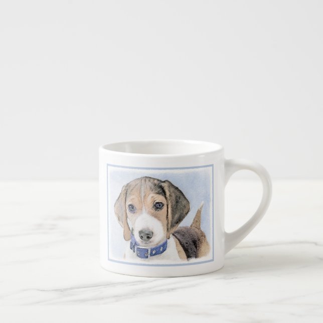 Beagle Painting - Cute Original Dog Art Espresso Cup (Right)