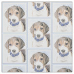 Beagle Painting - Cute Original Dog Art Fabric