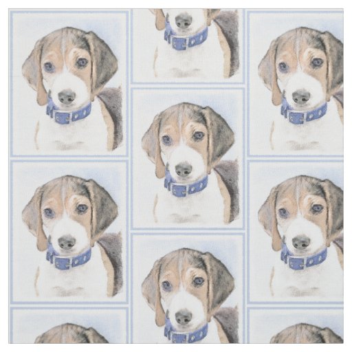 Beagle Painting - Cute Original Dog Art Fabric