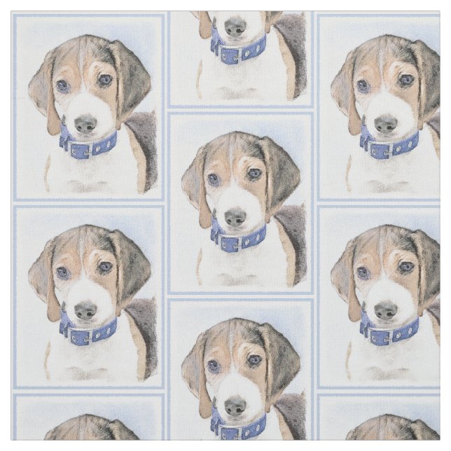 Beagle Painting - Cute Original Dog Art Fabric (Swatch)