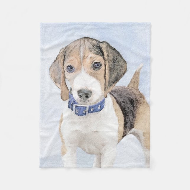 Beagle Painting - Cute Original Dog Art Fleece Blanket (Front)