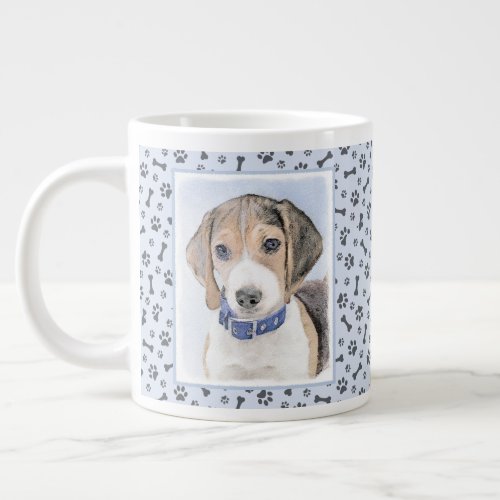 Beagle Painting _ Cute Original Dog Art Giant Coffee Mug