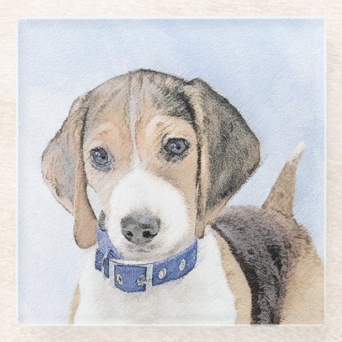 Beagle Painting _ Cute Original Dog Art Glass Coaster