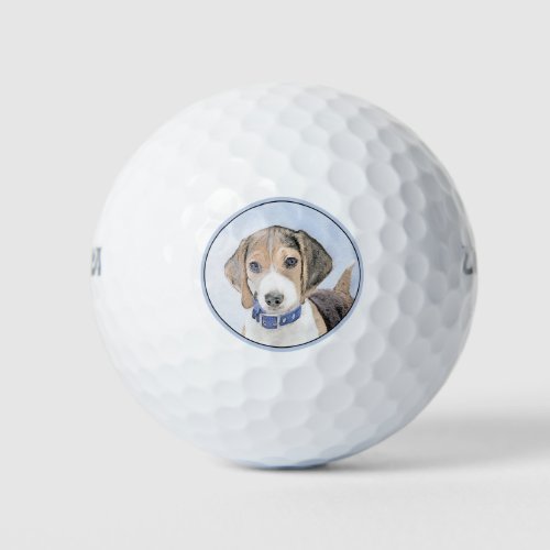 Beagle Painting _ Cute Original Dog Art Golf Balls