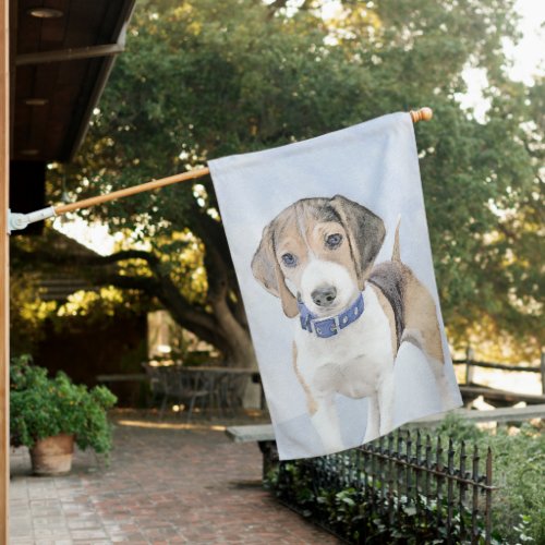 Beagle Painting _ Cute Original Dog Art House Flag