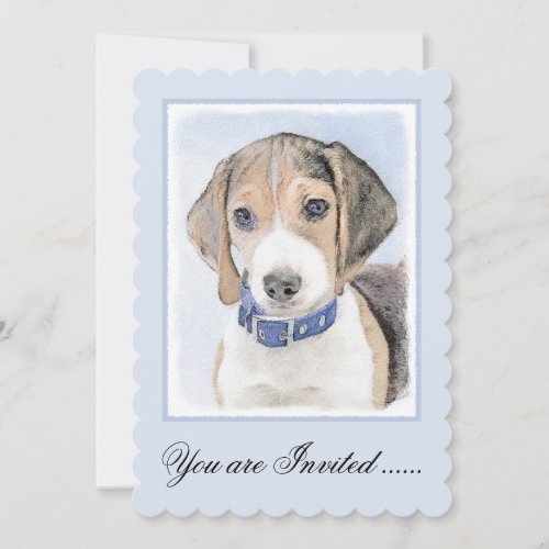 Beagle Painting _ Cute Original Dog Art Invitation