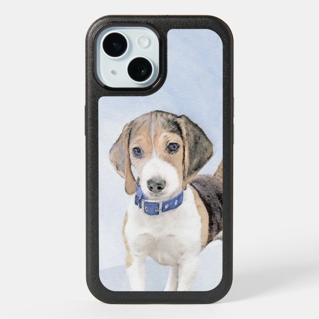 Beagle Painting - Cute Original Dog Art iPhone 15 Case (Back)
