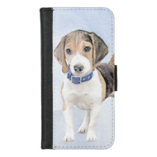 Beagle Painting - Cute Original Dog Art iPhone 8/7 Wallet Case