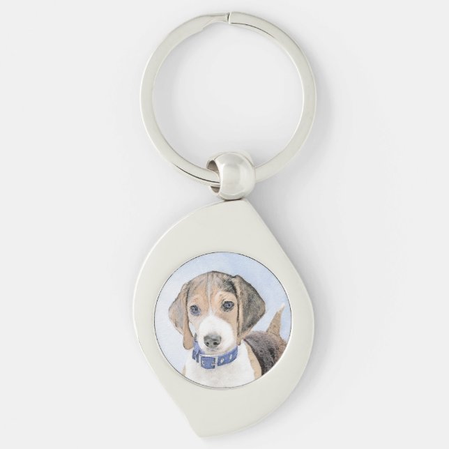 Beagle Painting - Cute Original Dog Art Keychain (Front)