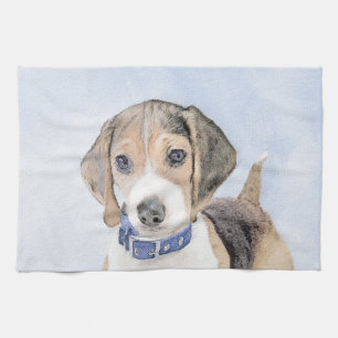 Beagle Painting - Cute Original Dog Art Kitchen Towel