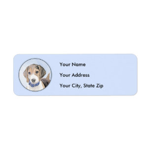 Beagle Painting - Cute Original Dog Art Label