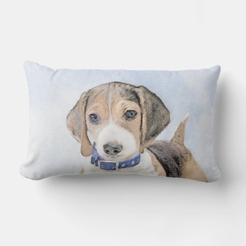 Beagle Painting _ Cute Original Dog Art Lumbar Pillow