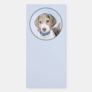 Beagle Painting - Cute Original Dog Art Magnetic Notepad