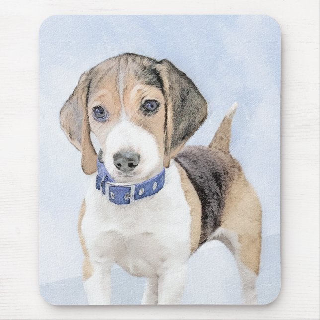 Beagle Painting - Cute Original Dog Art Mouse Pad (Front)