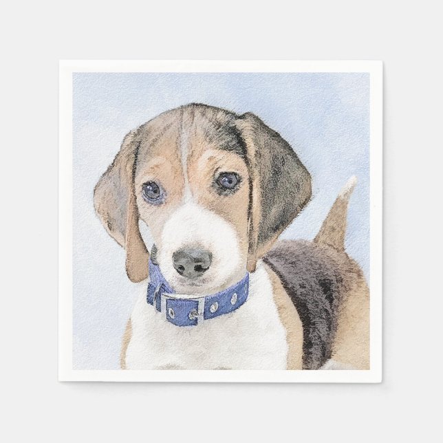 Beagle Painting - Cute Original Dog Art Napkins (Front)