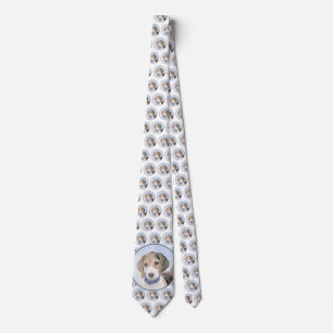 Beagle Painting - Cute Original Dog Art Neck Tie