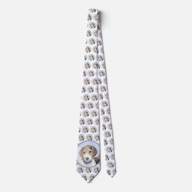 Beagle Painting - Cute Original Dog Art Neck Tie (Front)