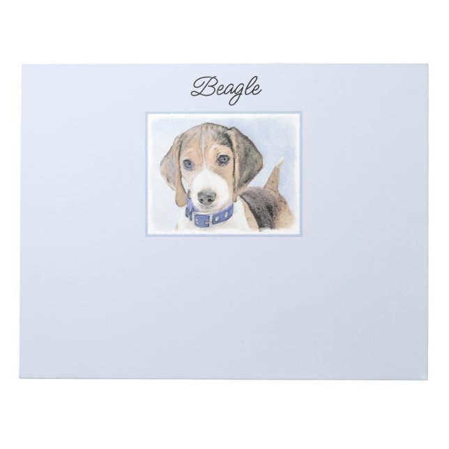 Beagle Painting - Cute Original Dog Art Notepad (Front)