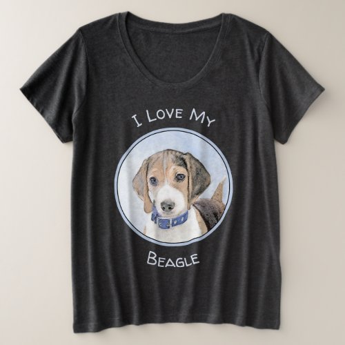 Beagle Painting _ Cute Original Dog Art Plus Size T_Shirt