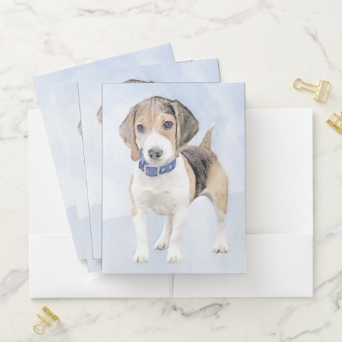 Beagle Painting _ Cute Original Dog Art Pocket Folder