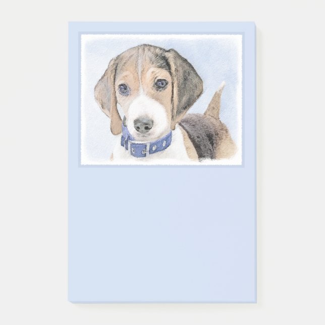 Beagle Painting - Cute Original Dog Art Post-it Notes (Front)