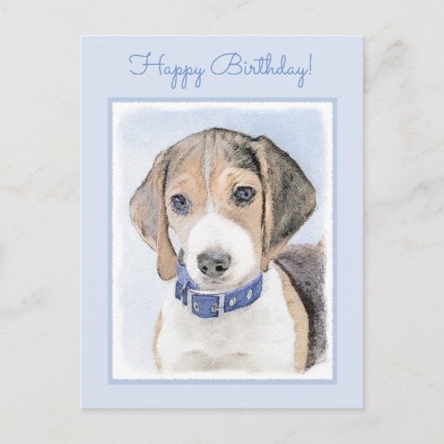 Beagle Painting _ Cute Original Dog Art Postcard