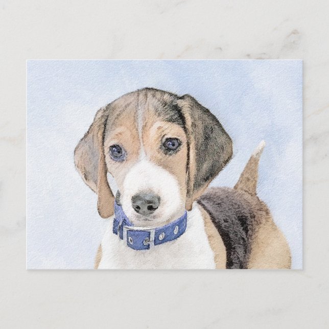 Beagle Painting - Cute Original Dog Art Postcard (Front)
