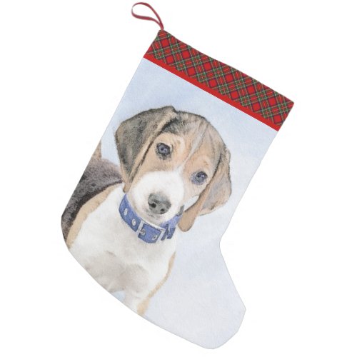 Beagle Painting _ Cute Original Dog Art Small Christmas Stocking