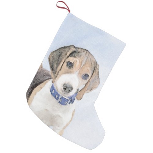 Beagle Painting _ Cute Original Dog Art Small Christmas Stocking