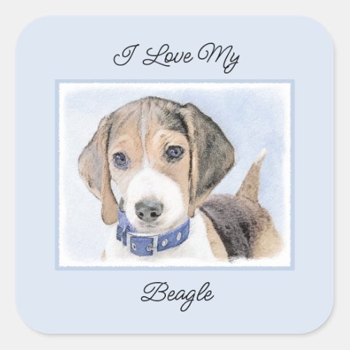 Beagle Painting _ Cute Original Dog Art Square Sticker