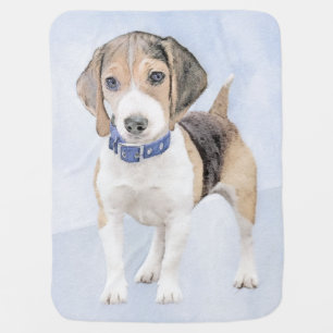 Beagle Painting - Cute Original Dog Art Stroller Blanket