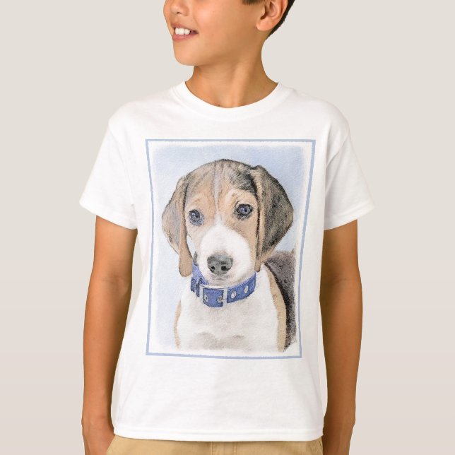 Beagle Painting - Cute Original Dog Art T-Shirt (Front)