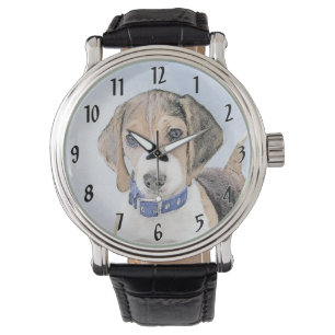 Beagle Painting - Cute Original Dog Art Watch