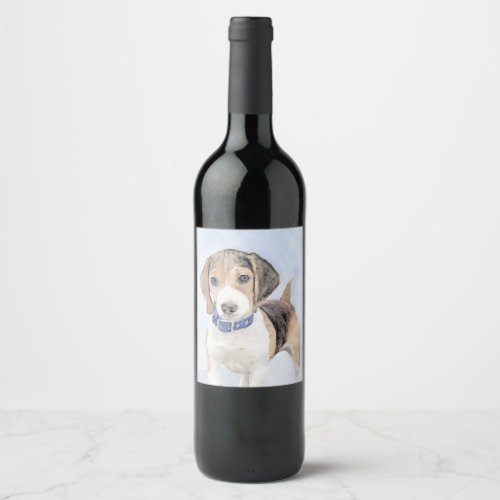 Beagle Painting _ Cute Original Dog Art Wine Label