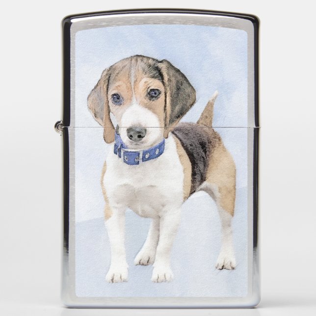Beagle Painting - Cute Original Dog Art Zippo Lighter (Front)